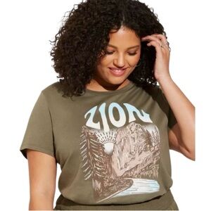 torrid Green Zion "Happy Camper" Open Back Graphic Tee